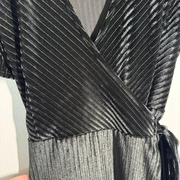 Baltic Born Black Velvet Andi Ribbed Wrap Dress Size Small Formal Bridesmaid - Picture 6 of 15